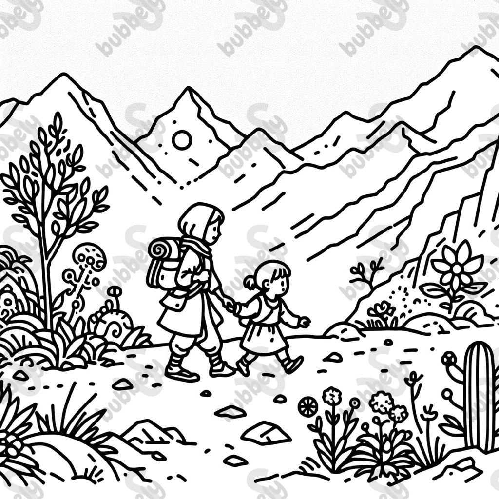 Une petite fille en aventure avec sa maman. Une petite fille en aventure avec sa maman.