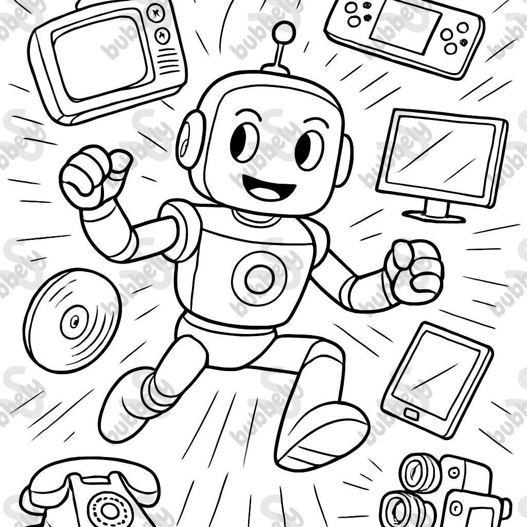 Médias et technologie au fil du temps avec des robots Médias et technologie au fil du temps avec des robots