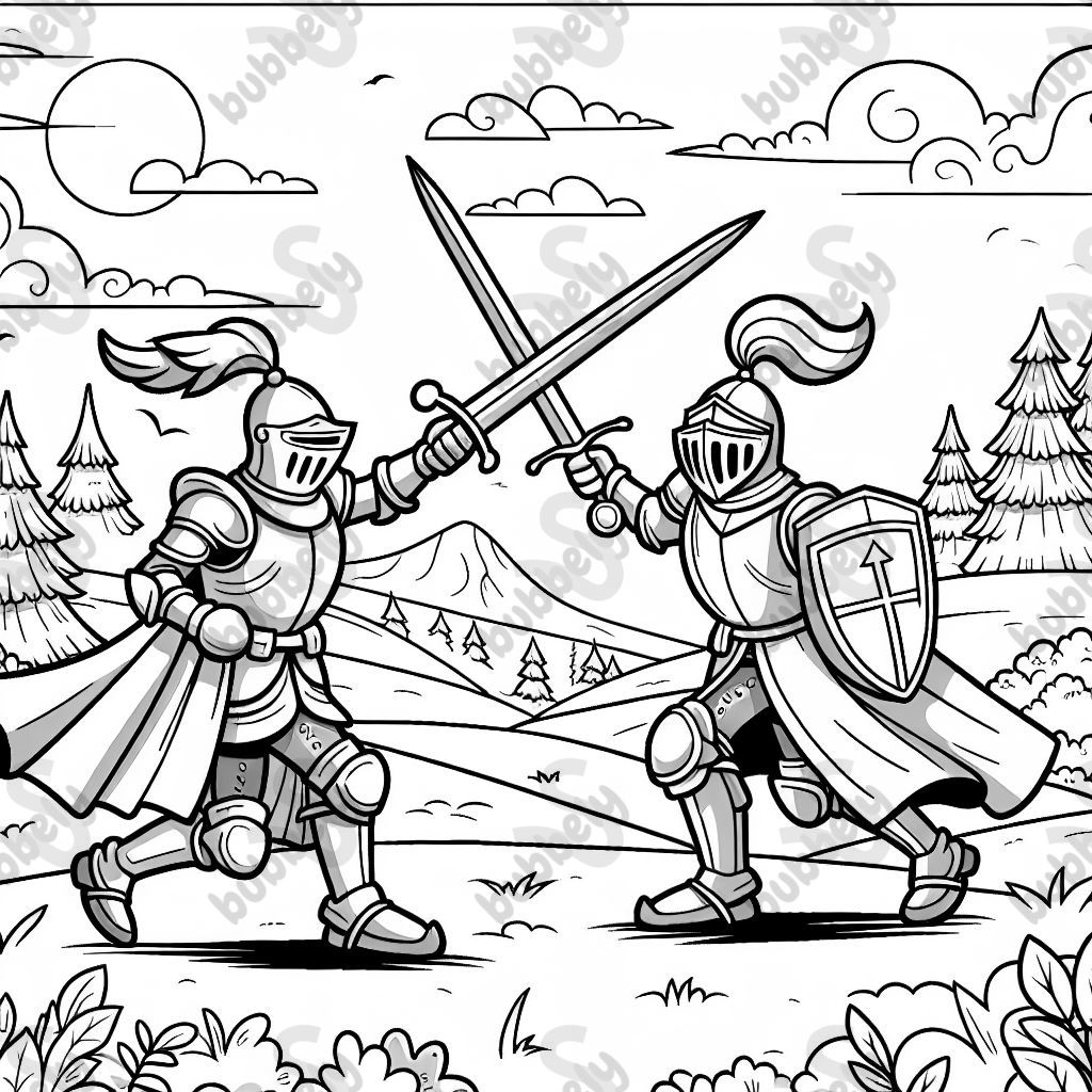 Knights are fighting each other in an exciting duel full of bravery and adventure. Knights are fighting each other in an exciting duel full of bravery and adventure.