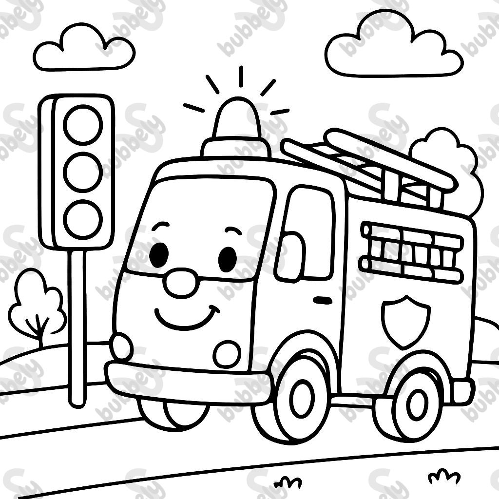 eine Feuerwehr und eine Ampel eine Feuerwehr und eine Ampel