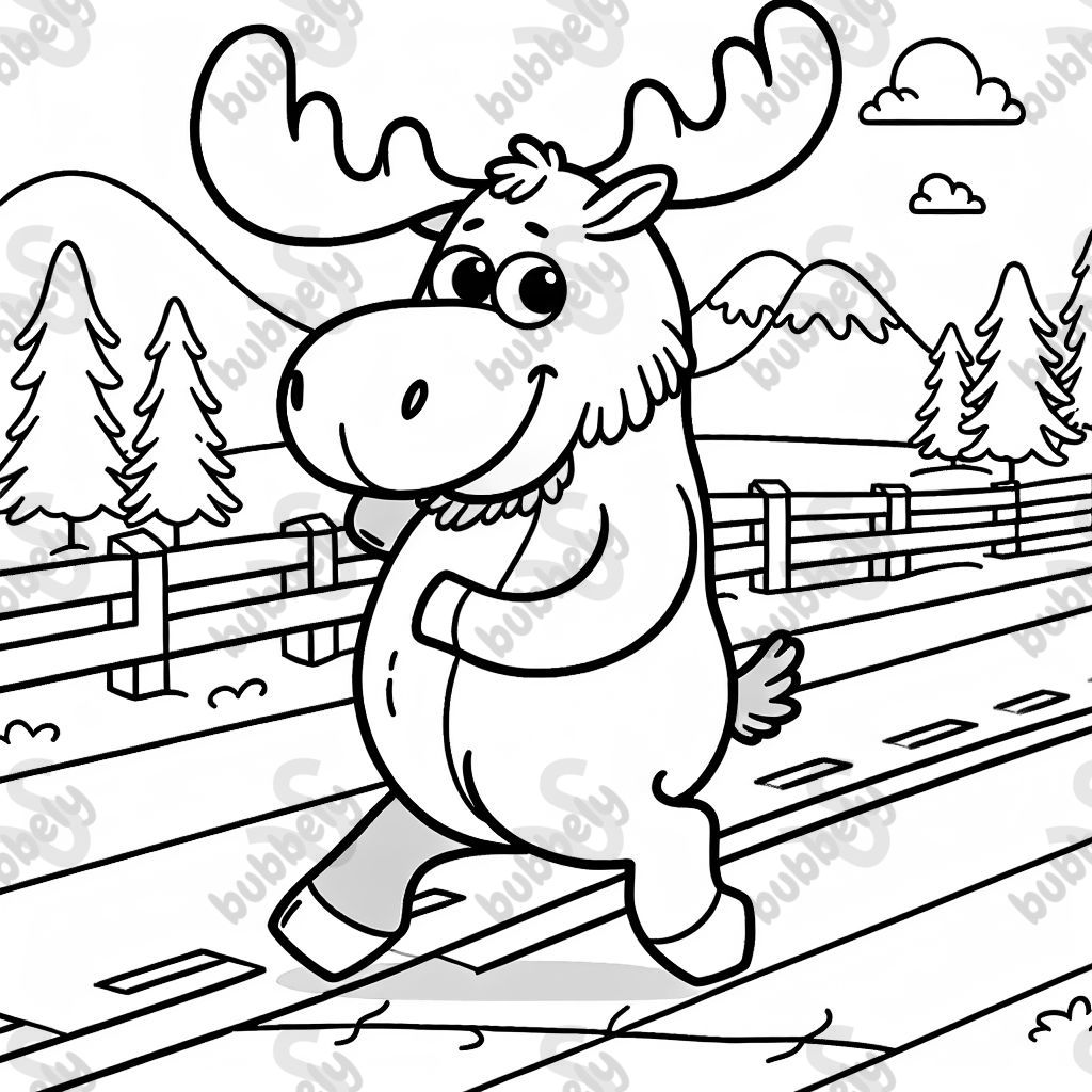 Big fat moose funny dancing across a road