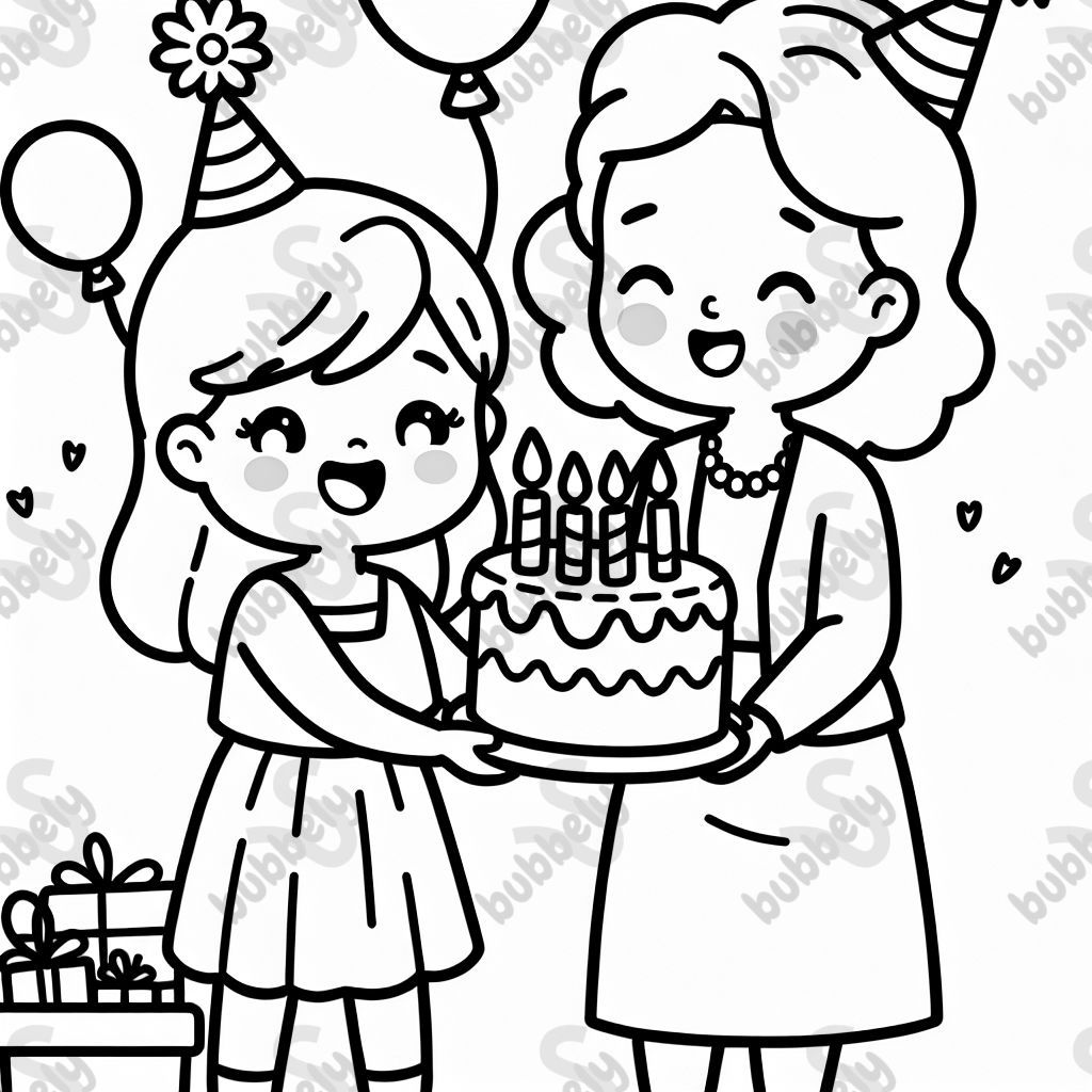 Petite fille et grand-mère joyeux anniversaire Petite fille et grand-mère joyeux anniversaire