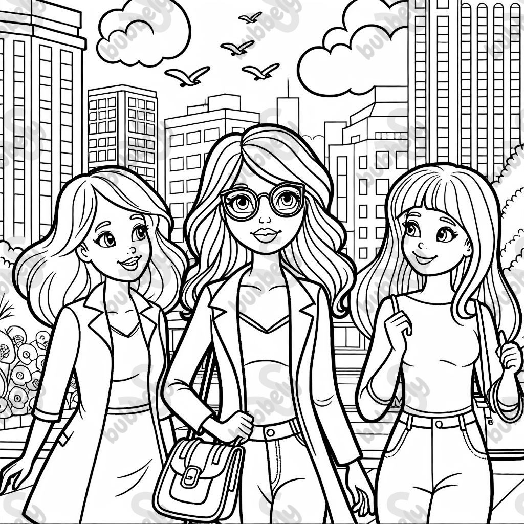 3 Frauen laufen durch die Stadt und unterhalten sich, 2 mit langen braunen Haaren, eine mit schulterlangen blonden Haaren und einer großen Brille auf. 3 Frauen laufen durch die Stadt und unterhalten sich, 2 mit langen braunen Haaren, eine mit schulterlangen blonden Haaren und einer großen Brille auf.