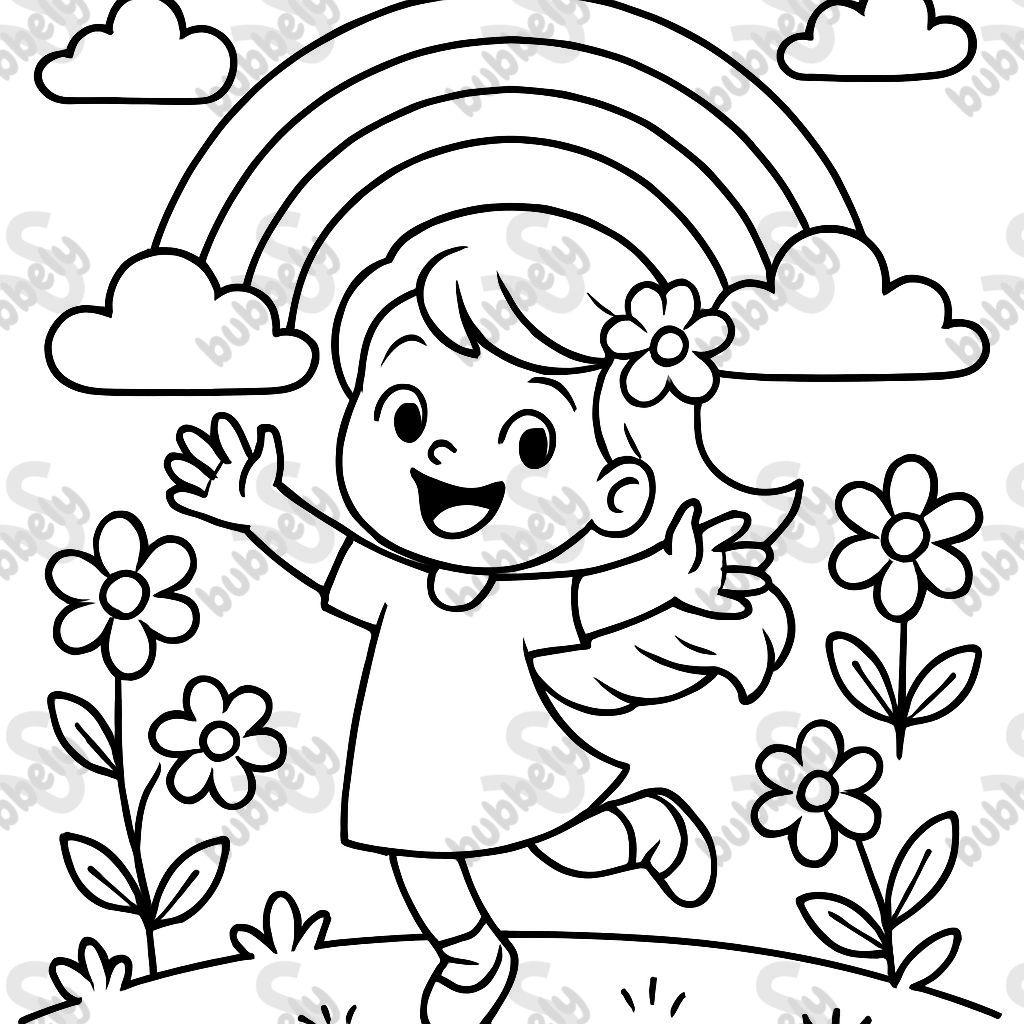 fille arc-en-ciel fleurs fille arc-en-ciel fleurs