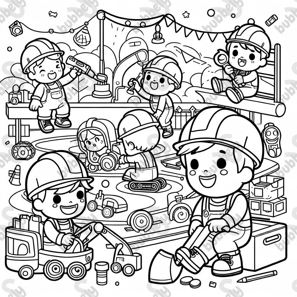 enfants en casques de chantier enfants en casques de chantier