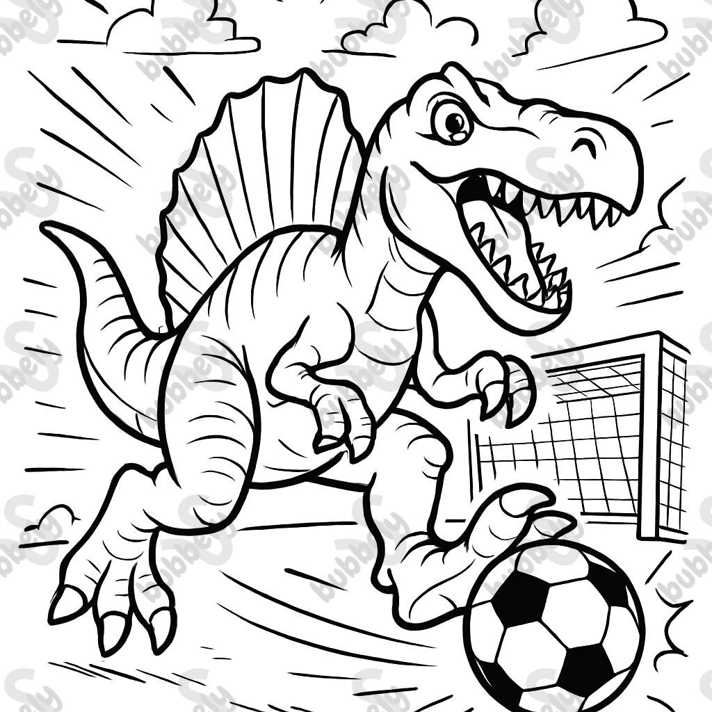 un Espinosaurus en el campo de fútbol, que es carne un Espinosaurus en el campo de fútbol, que es carne