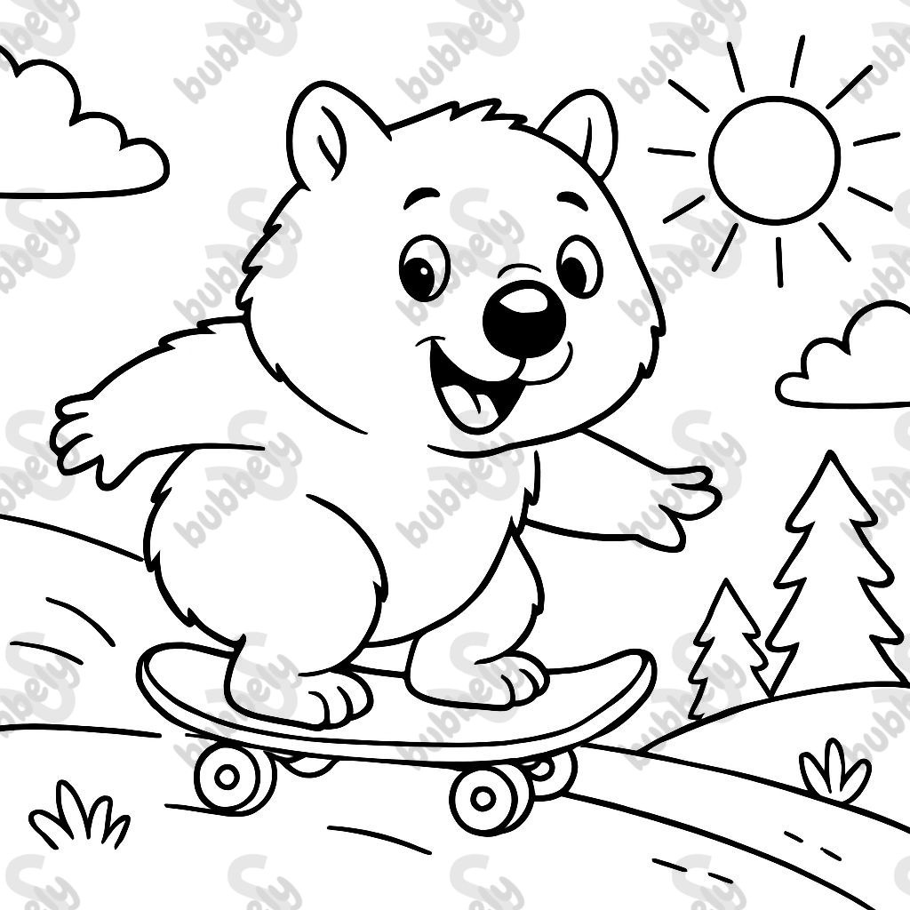einen Wombat auf einem Skateboard einen Wombat auf einem Skateboard