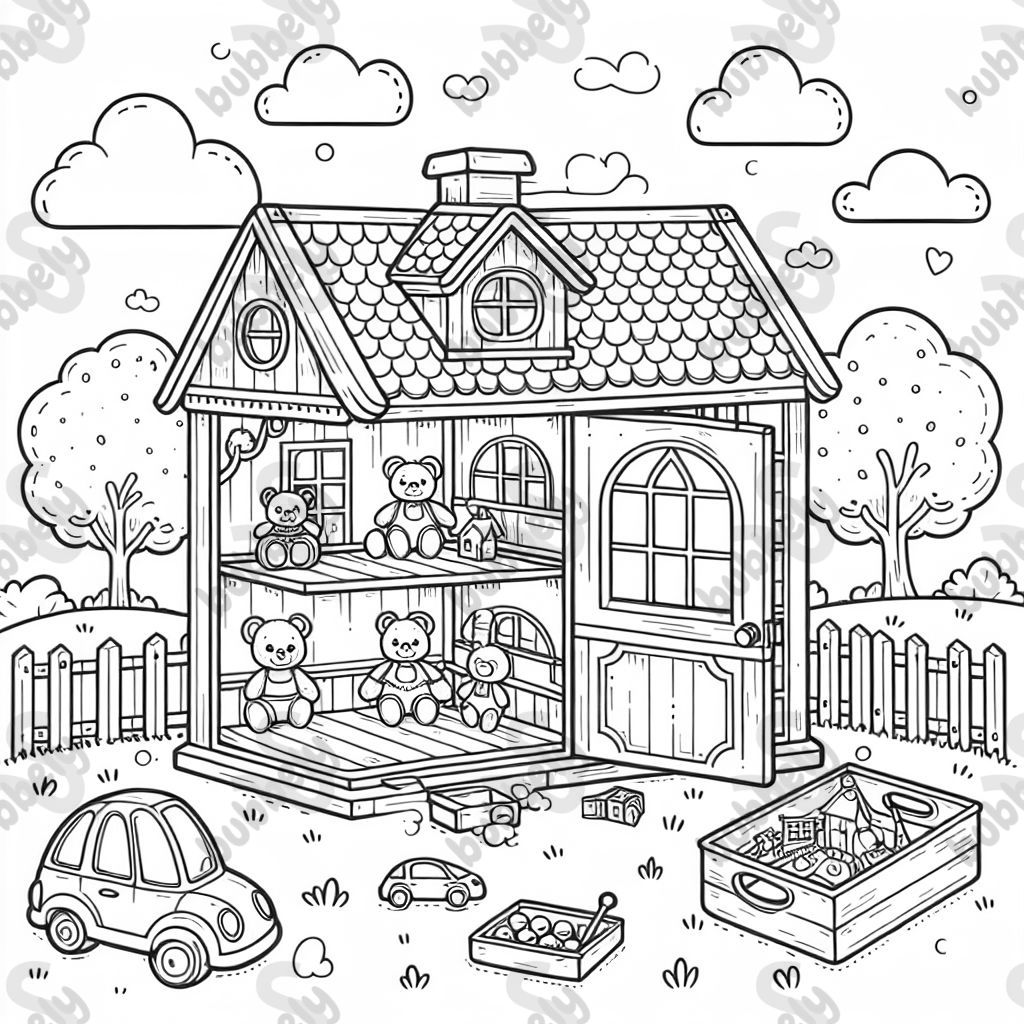 une maison de poupée ouverte avec des jouets une maison de poupée ouverte avec des jouets