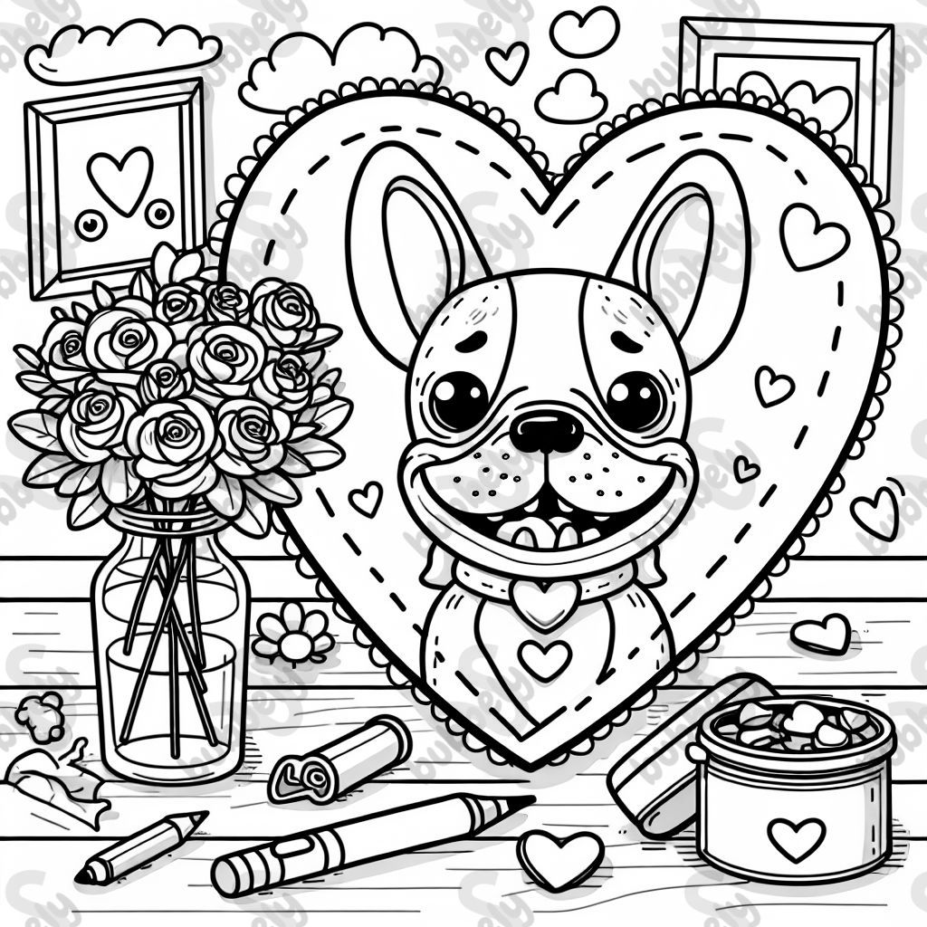 Heart for Mother's Day with a French Bulldog with an overbite Heart for Mother's Day with a French Bulldog with an overbite
