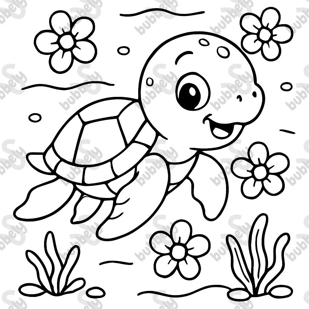 bebé tortuga marina nadando con flores en el agua bebé tortuga marina nadando con flores en el agua