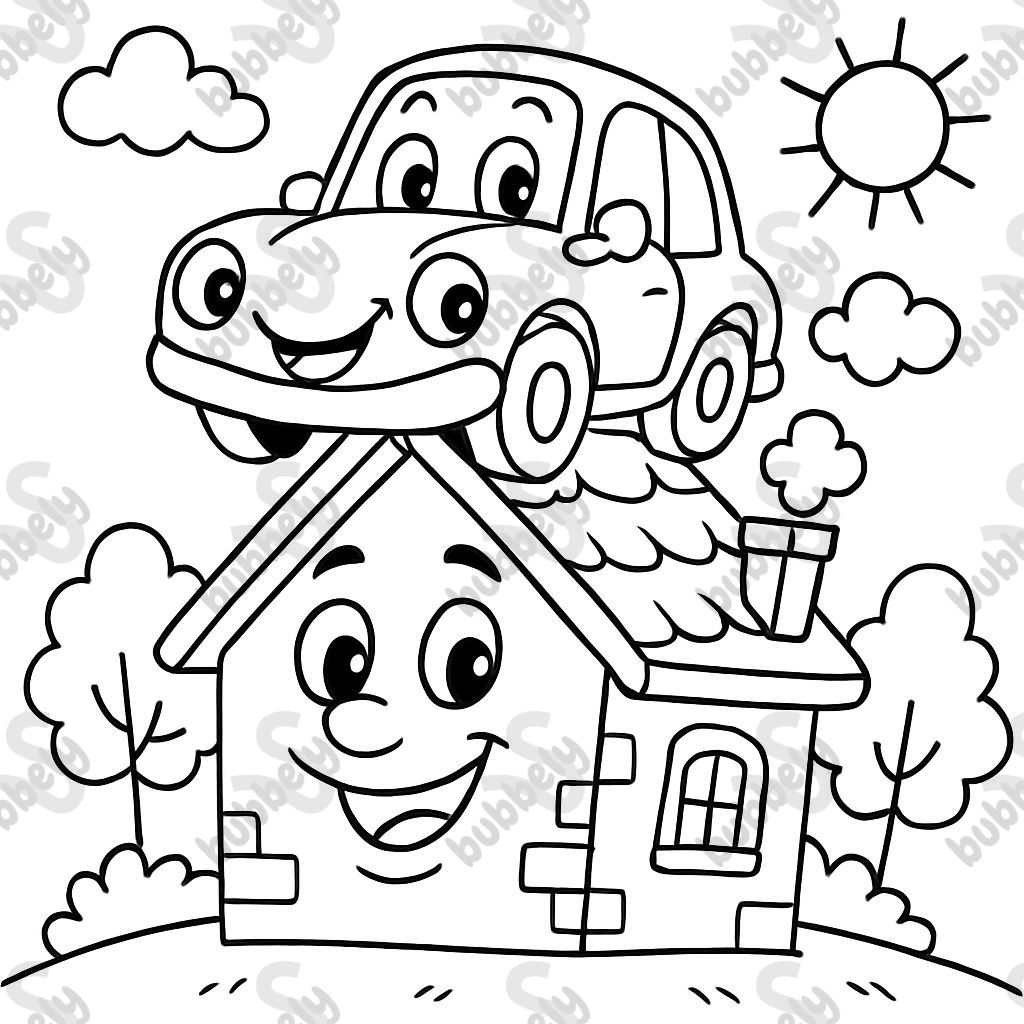 Une voiture sur une maison Une voiture sur une maison