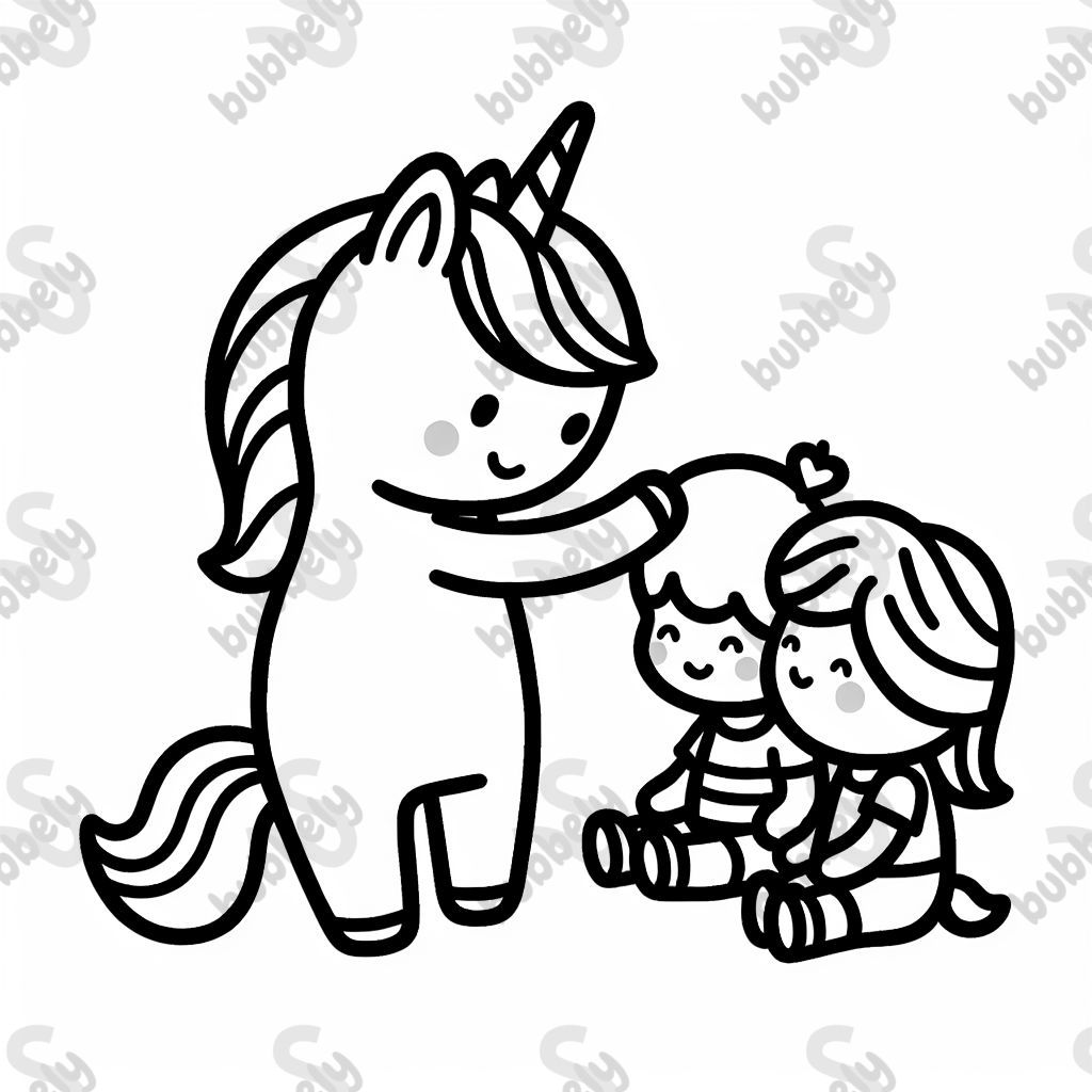 a unicorn that touches children a unicorn that touches children