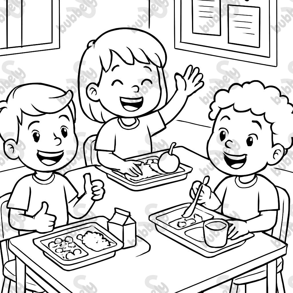 Niños portándose bien en el comedor escolar. Niños portándose bien en el comedor escolar.