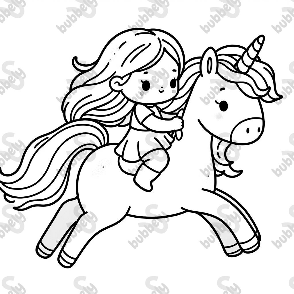 Une fille monte un unicorn Une fille monte un unicorn