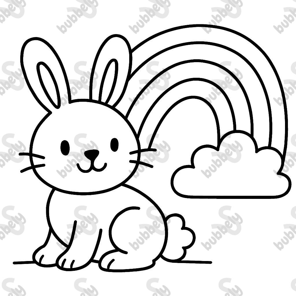 lapin avec un arc-en-ciel lapin avec un arc-en-ciel