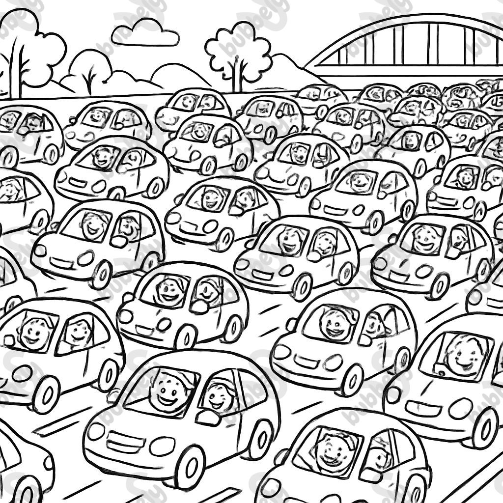 Una autopista con 50 coches Una autopista con 50 coches