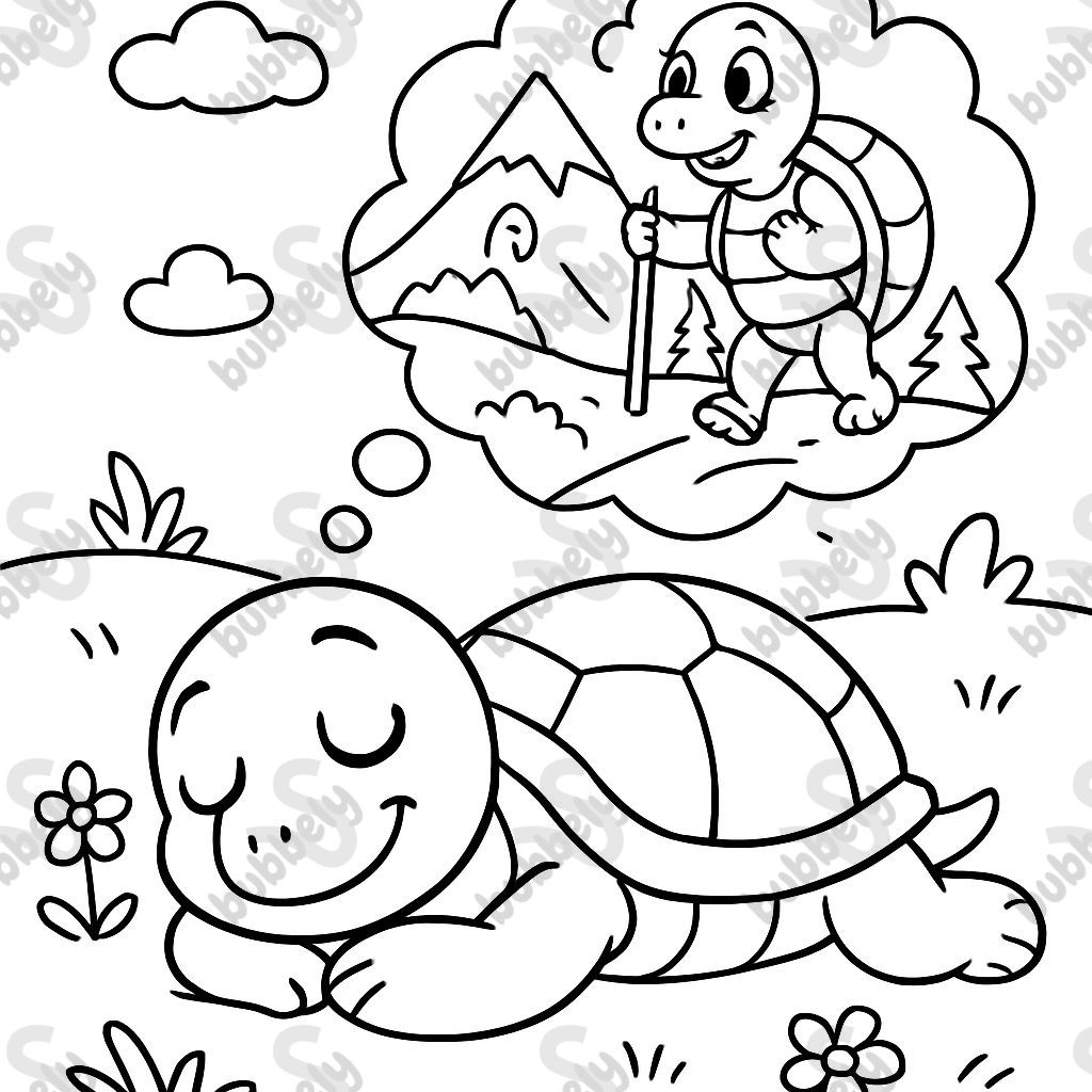 Schildkröte träumt davon, in die Berge zu reisen Schildkröte träumt davon, in die Berge zu reisen