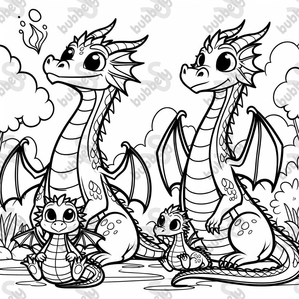 4 Dragones Mamá Papá Bebé Niño