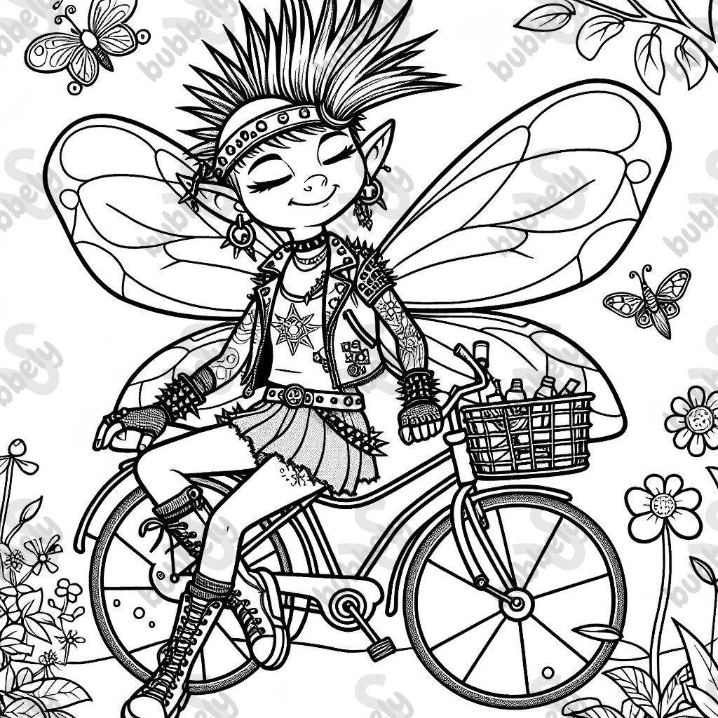 A punk-rock fairy on a bike