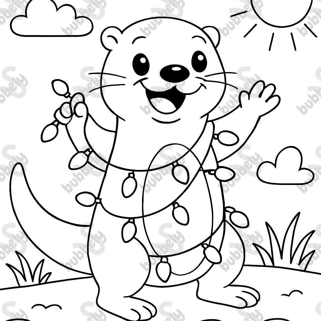 Una nutria con una cadena de luces Una nutria con una cadena de luces