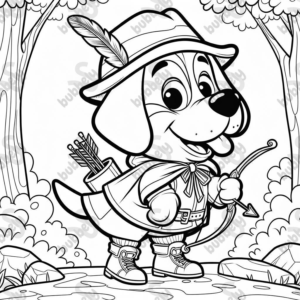 a beagle dressed up as robin hood