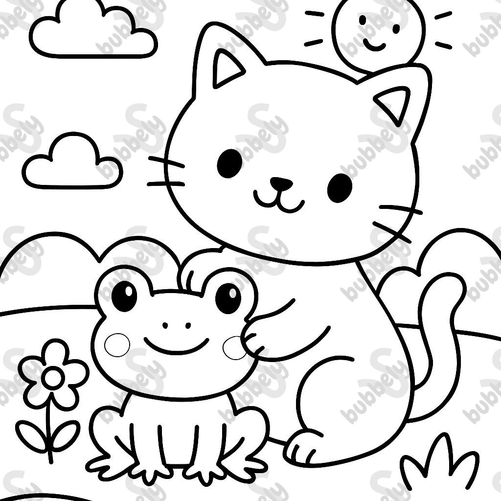 chat et grenouille kawaii chat et grenouille kawaii