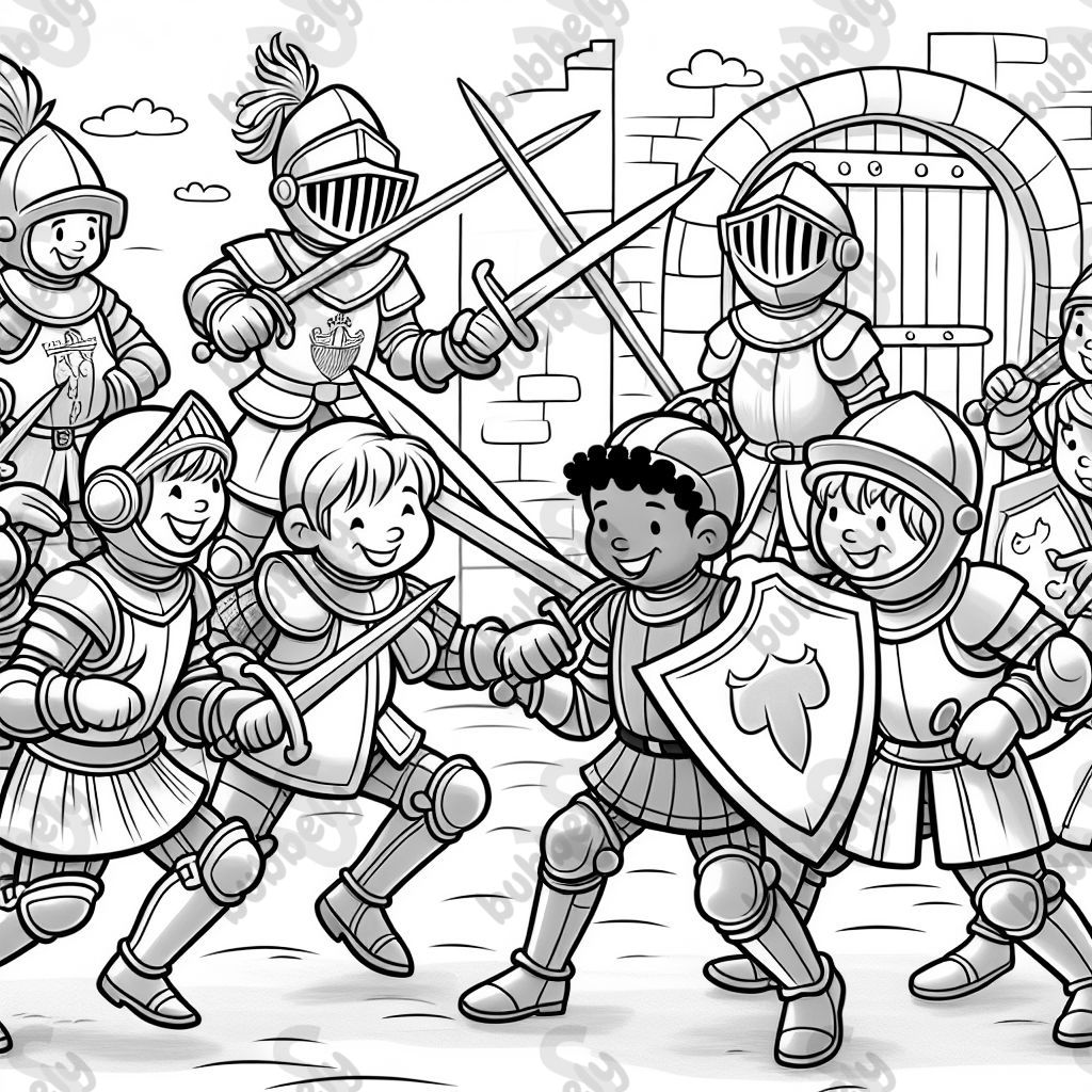 Des chevaliers se battent dans une scène passionnante. Des chevaliers se battent dans une scène passionnante.