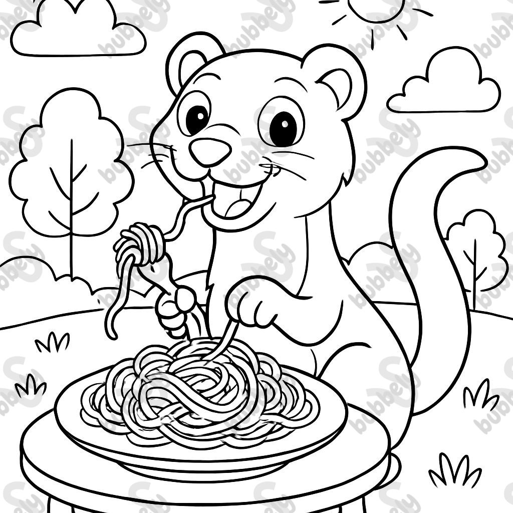 un furet mangeant des spaghettis un furet mangeant des spaghettis