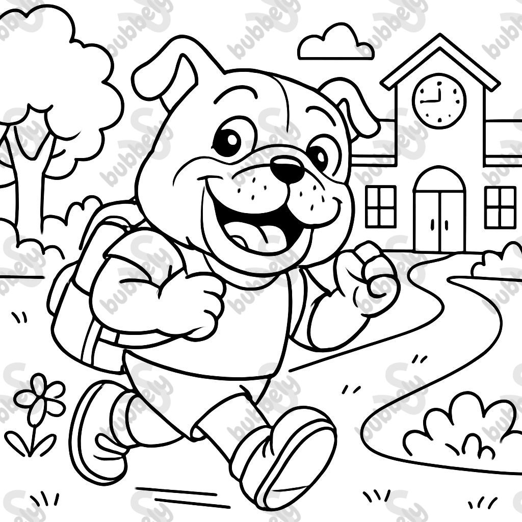 bulldog going to school bulldog going to school