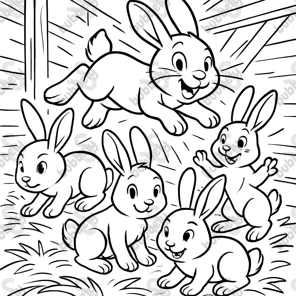 cinco pequeños conejitos en el establo cinco pequeños conejitos en el establo