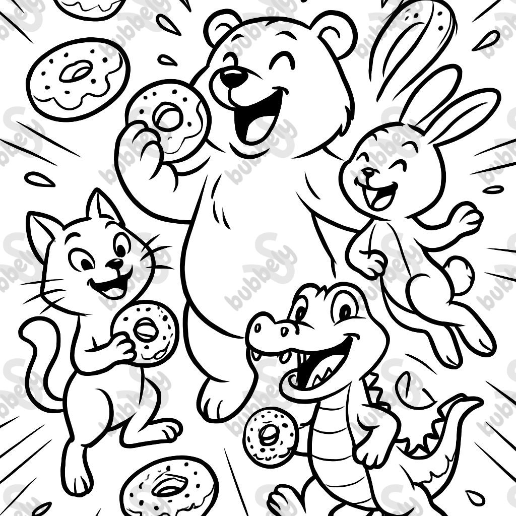 animals having a donut party animals having a donut party