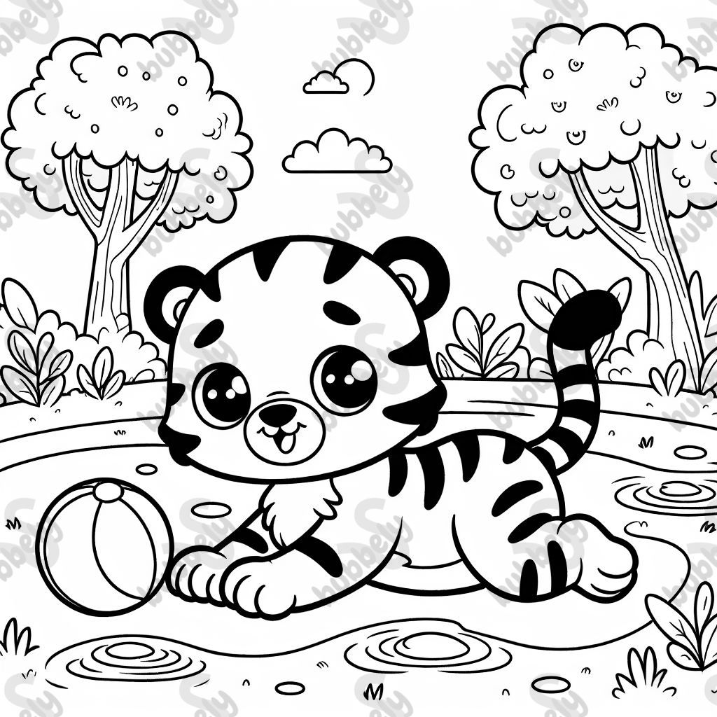 Un tigre mignon, parfait pour le coloriage des enfants. Un tigre mignon, parfait pour le coloriage des enfants.