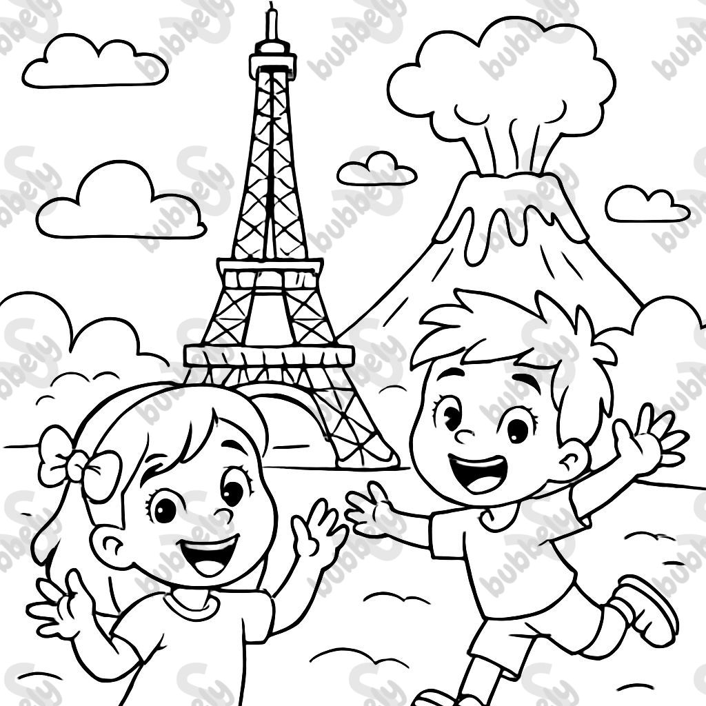 Eifelturm mit vulkan Eifelturm mit vulkan