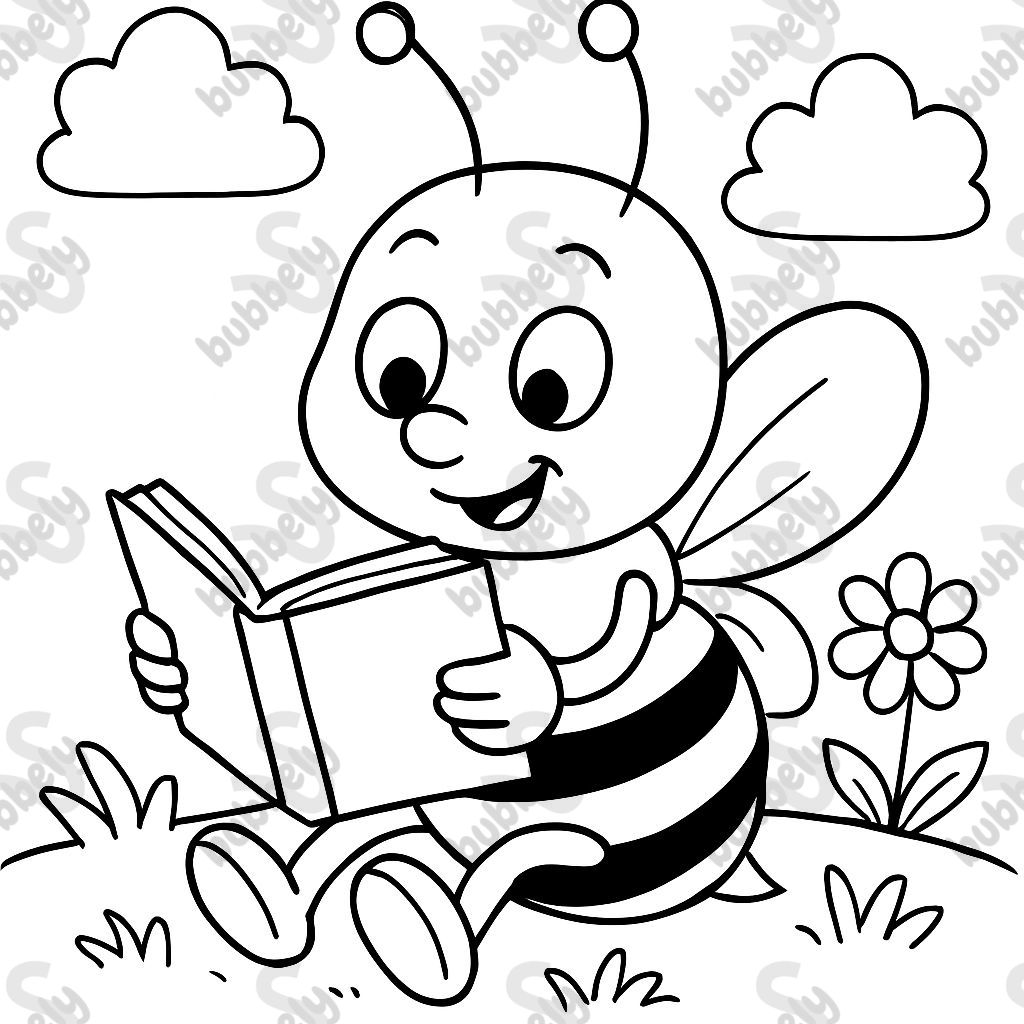una abeja leyendo cómodamente un libro una abeja leyendo cómodamente un libro