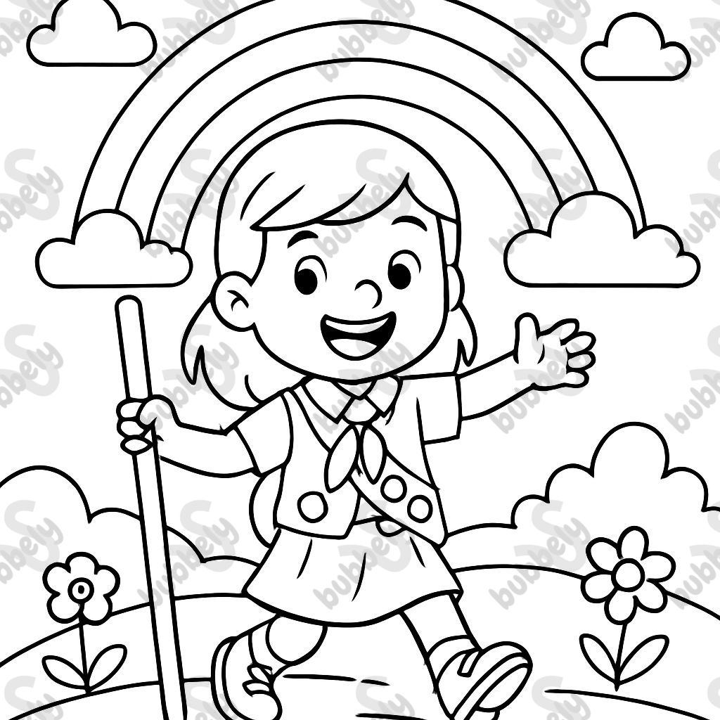 girl guide under a rainbow girl guide under a rainbow