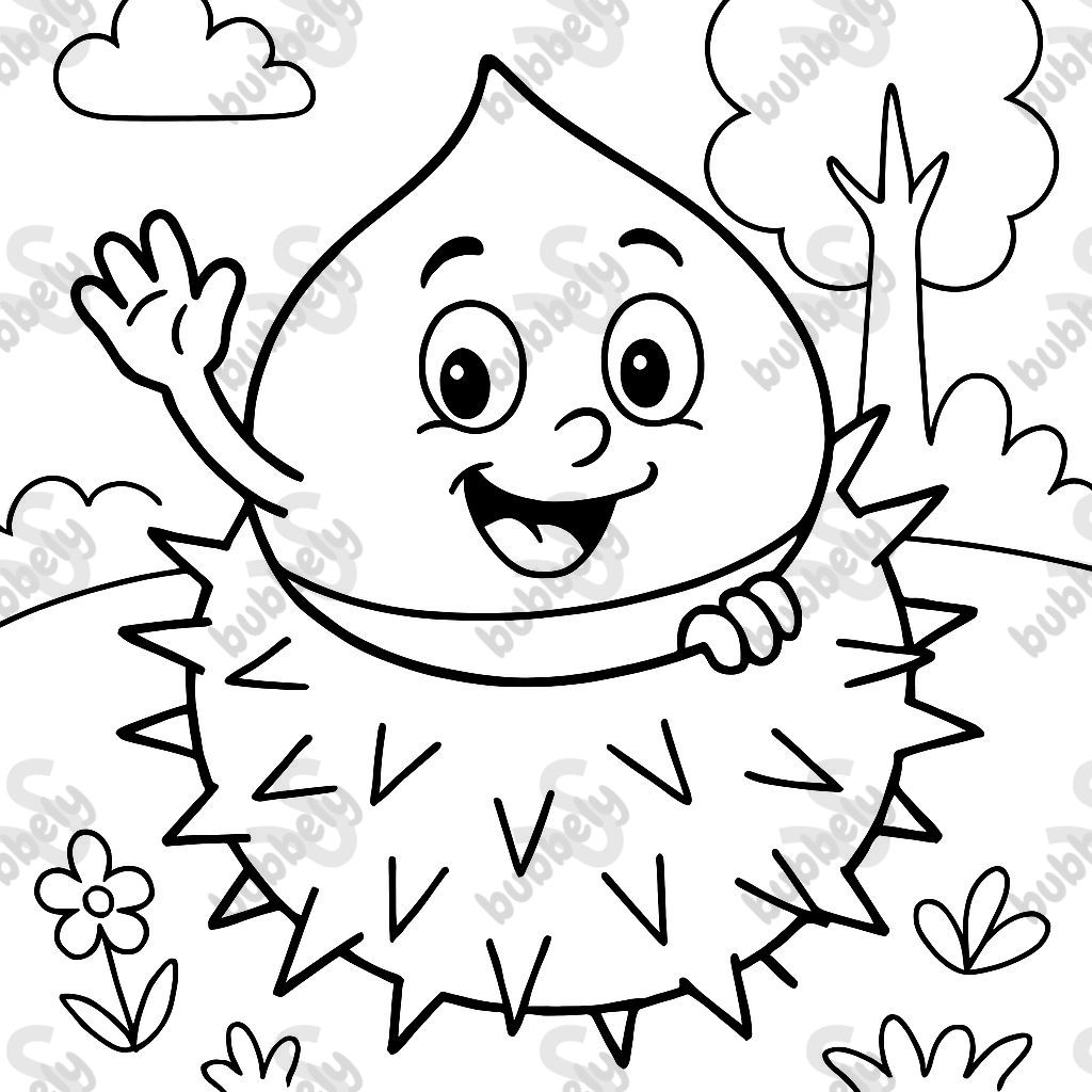 une châtaigne montrant son visage à l'intérieur du hérisson une châtaigne montrant son visage à l'intérieur du hérisson