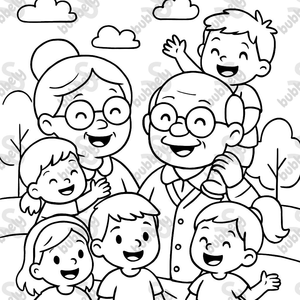 Grandma and Grandpa with many children Grandma and Grandpa with many children