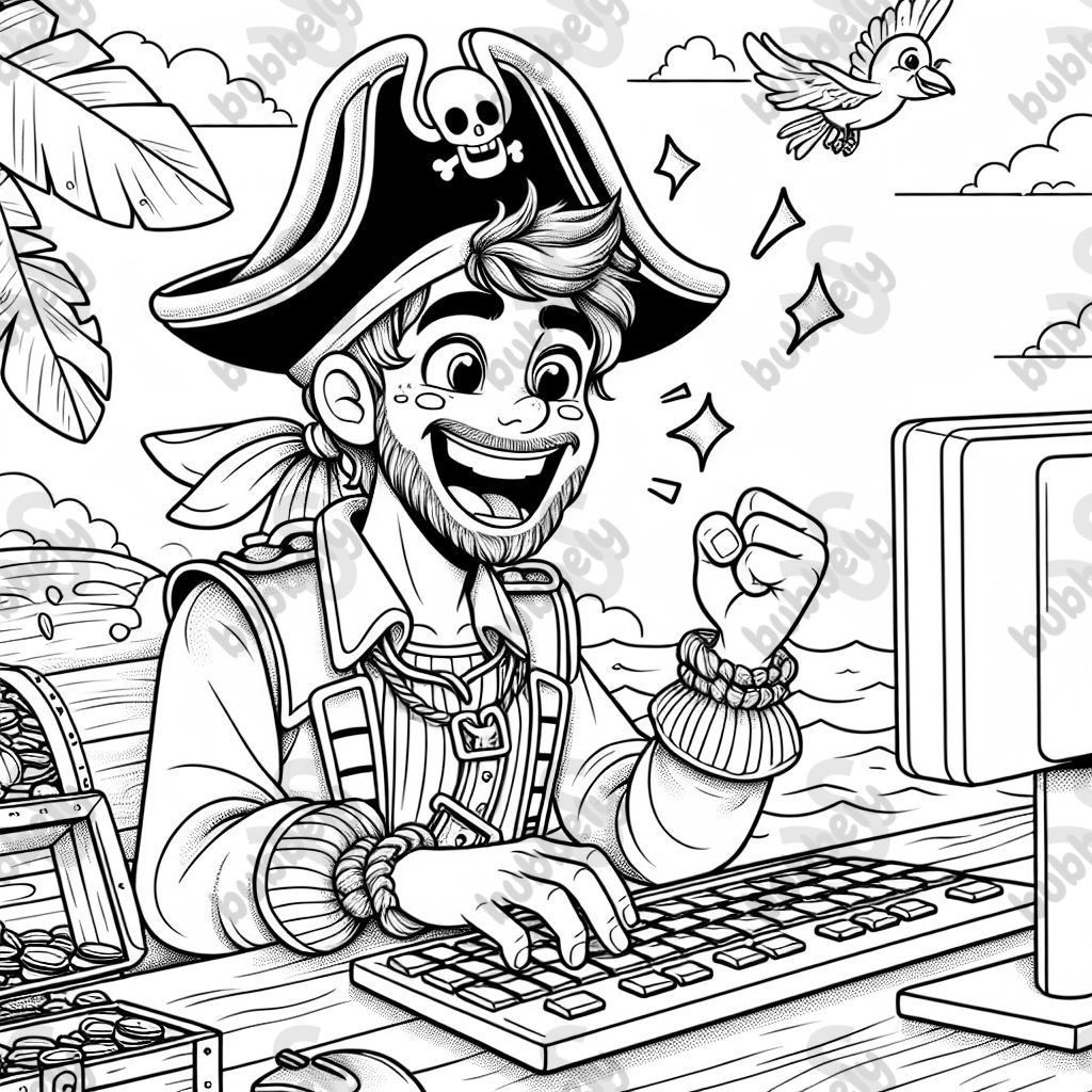 pirate à un ordinateur pressant la touche entrée