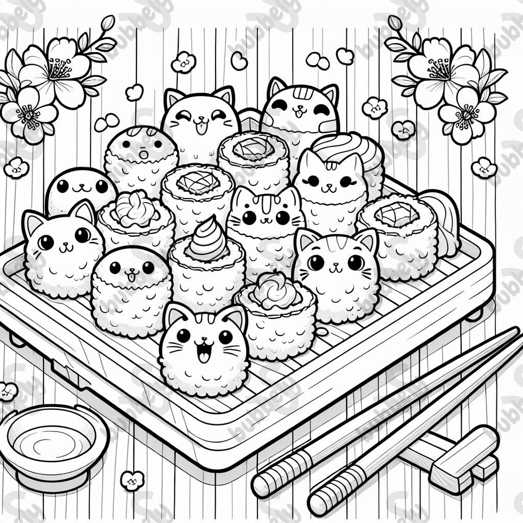 Katze geformter Sushi auf einem Teller