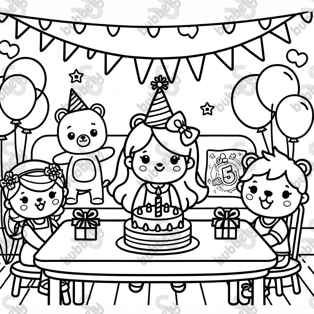 Una fiesta de cumpleaños de una niña de 5 años Una fiesta de cumpleaños de una niña de 5 años