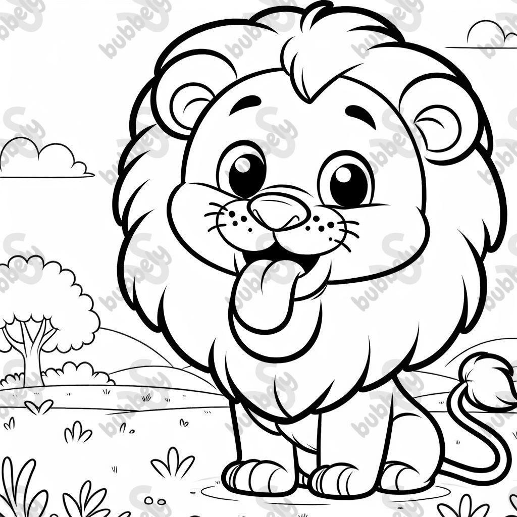 Lion avec la langue sortie