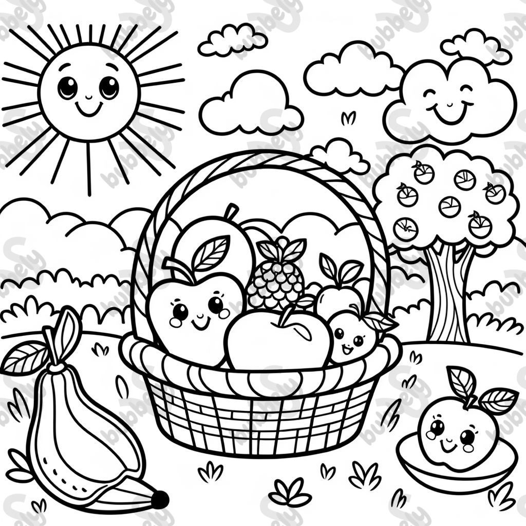 una cesta de frutas. una cesta de frutas.