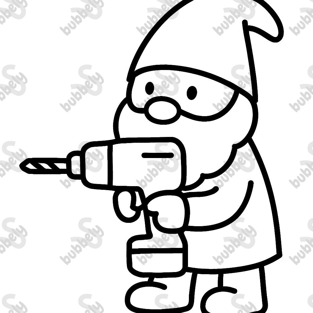 Einen Wichtel mit einer Bohrmaschine Einen Wichtel mit einer Bohrmaschine