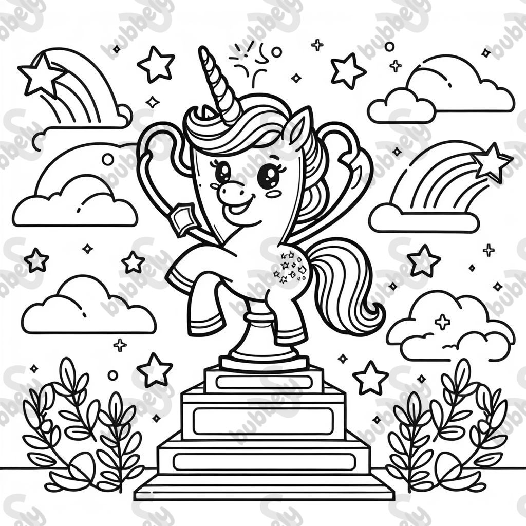 einen Siegerpokal in Form von einem Einhorn