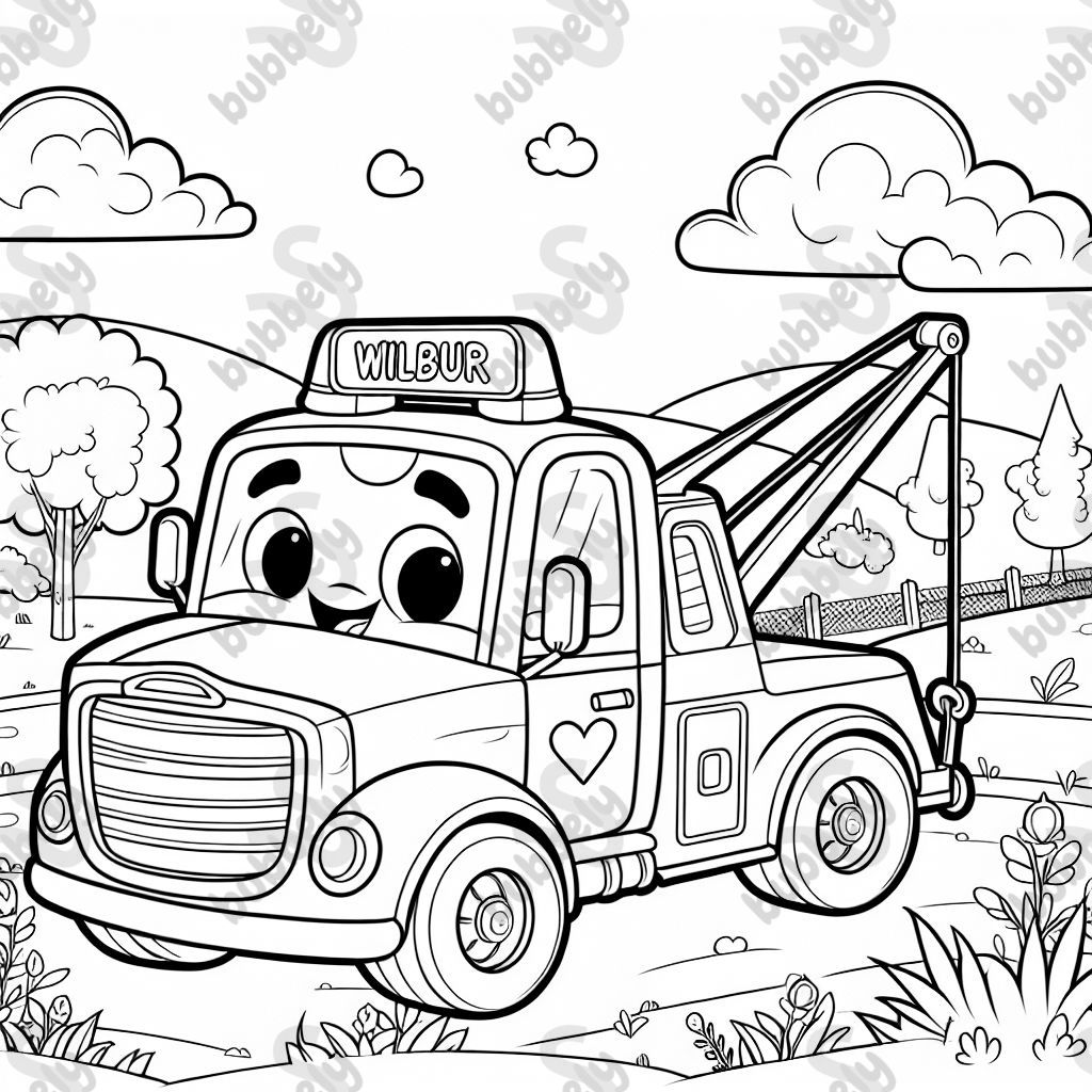 Mater le camion de Cars avec Wilbur écrit sur le logo. Mater le camion de Cars avec Wilbur écrit sur le logo.