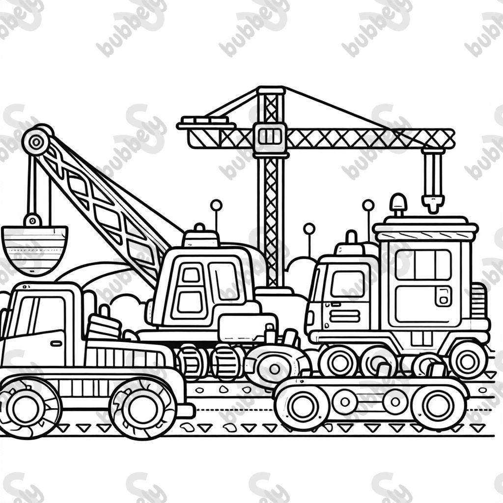 eine Baustelle mit mehreren Baufahrzeugen eine Baustelle mit mehreren Baufahrzeugen