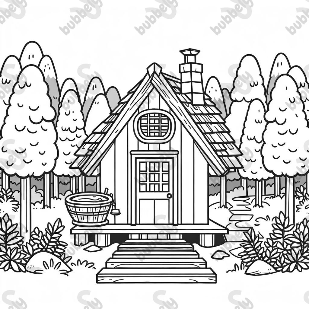 sugar shack in a forest viewed from the front sugar shack in a forest viewed from the front