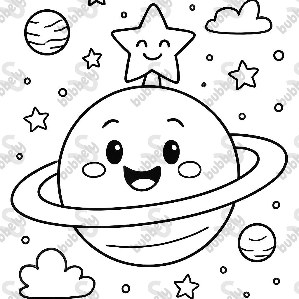 No face planet Saturn with star on top. No face planet Saturn with star on top.