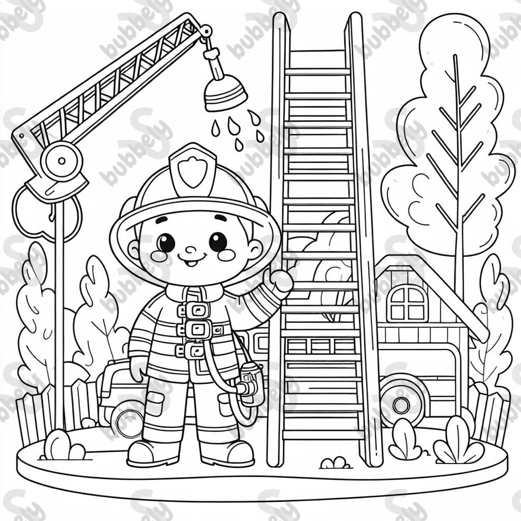 un camion de pompiers avec une échelle