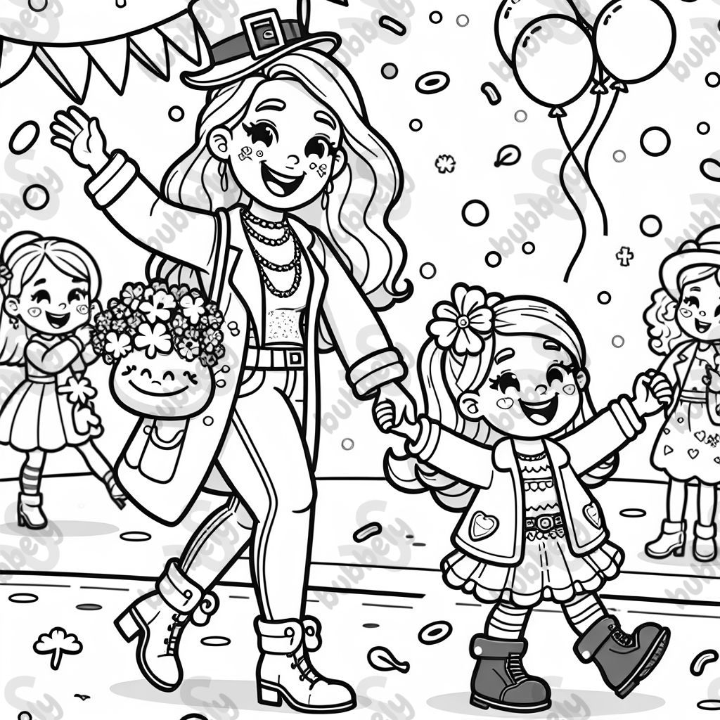 mamá e hija desfile del día de San Patricio mamá e hija desfile del día de San Patricio